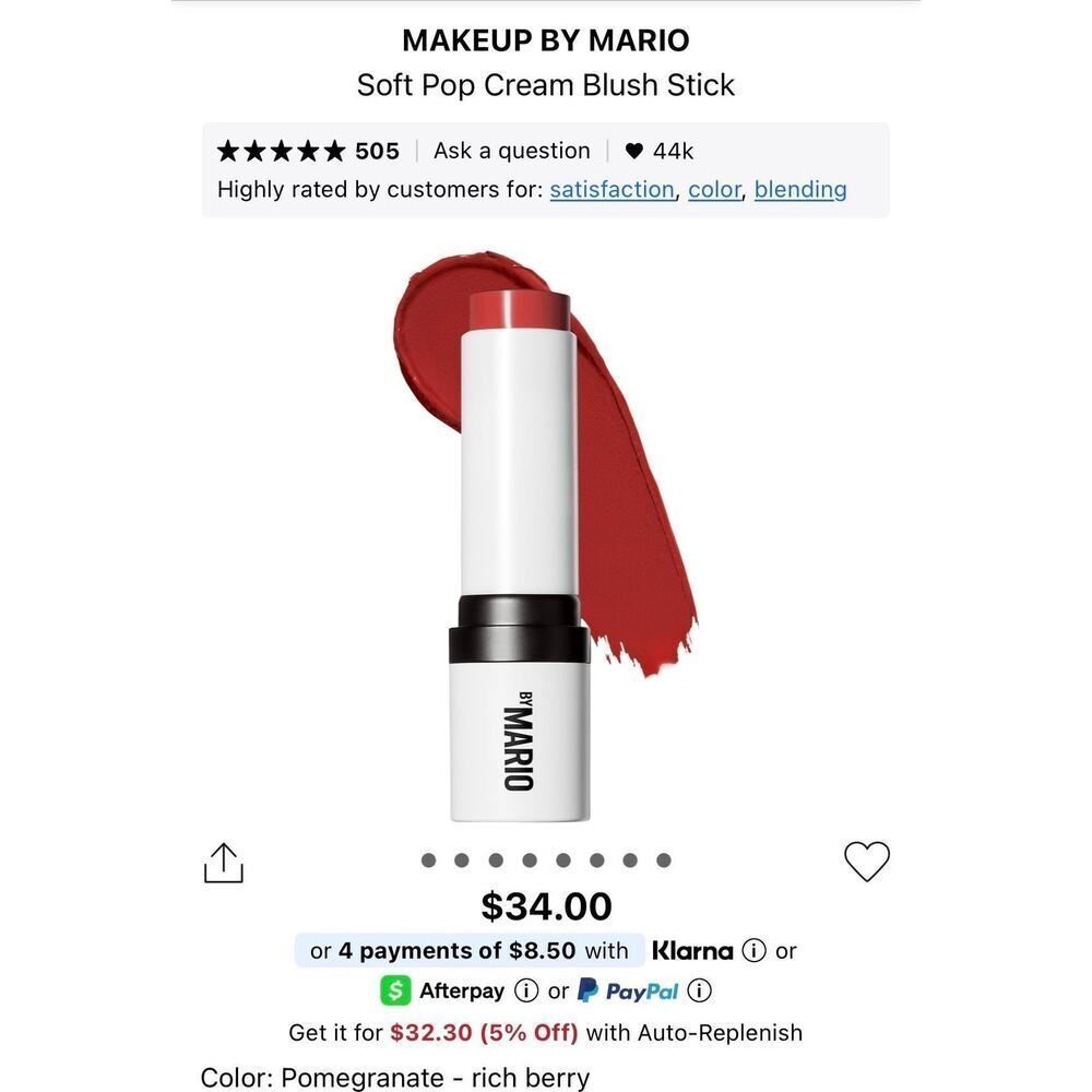 Makeup By Mario Soft Pop Blush Stick - Pomegrante